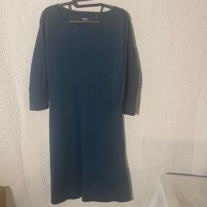 Toad&Co Deep Blue Long Sleeve Dress Confident Practical Free Spirit Smooth Fab